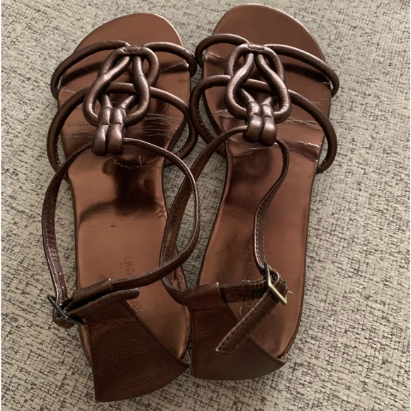 Calvin Klein Cadee Bronze Leather Gladiator Sandals - Picture 4 of 5